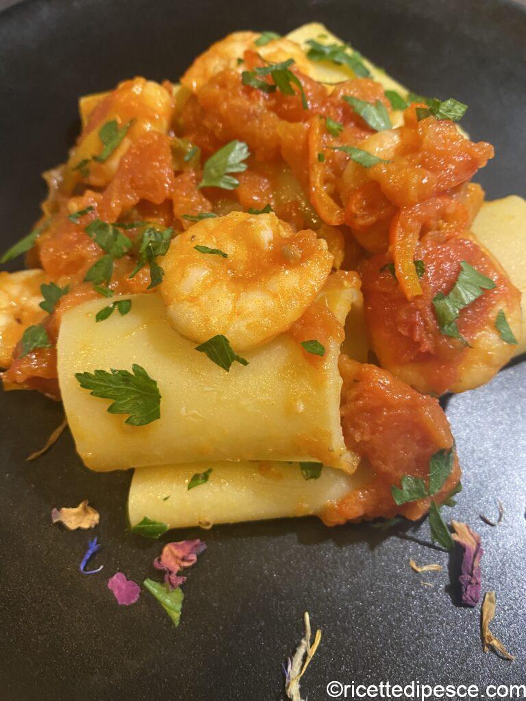 Pasta Mazzancolle e pomodoro Ricette di pesce