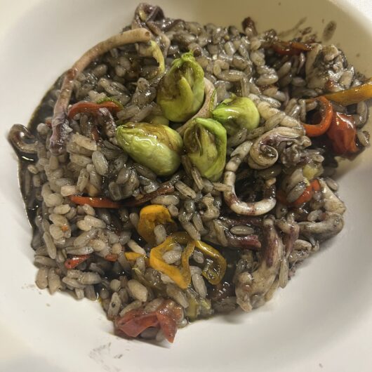 Risotto ai calamari e puntarelle