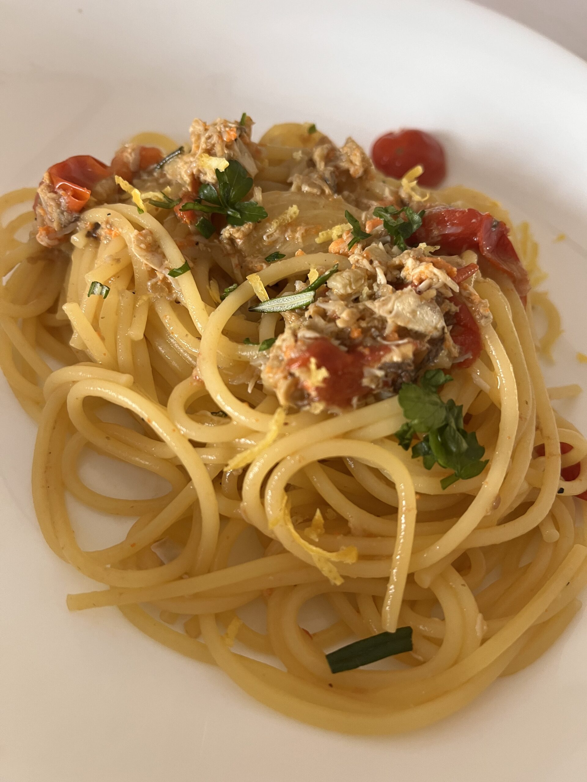Spaghettini con granceola